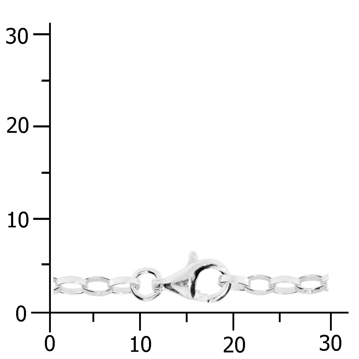 Kette Silber 925/000, Erbskette oval 2,5 mm breit -Länge wählbar-