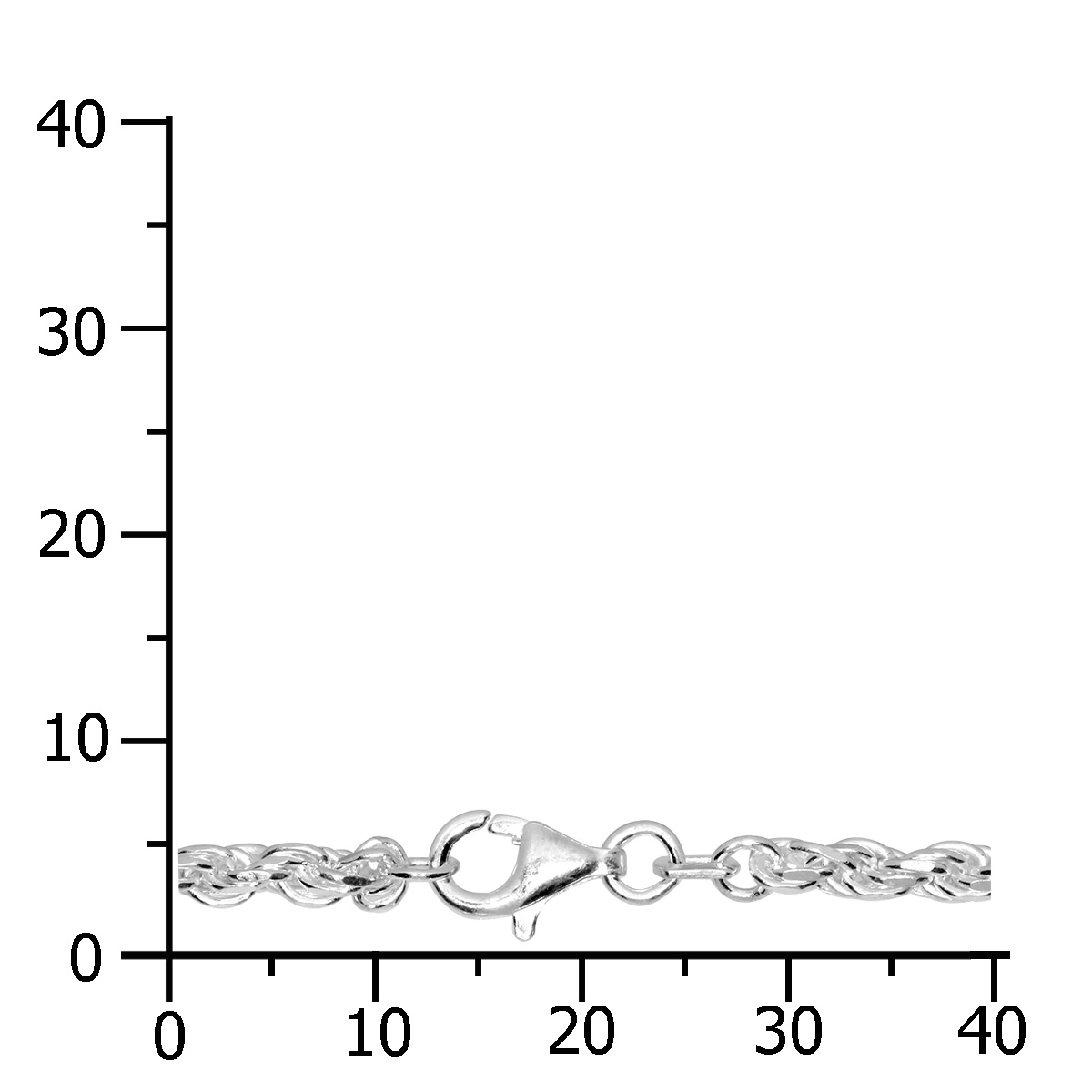 Kette Silber 925/000, Kordel 2,8 mm breit -Länge wählbar-