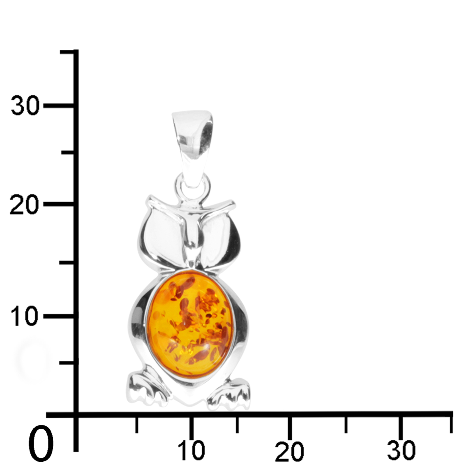Anhänger Silber 925/000, Eule, Bernstein