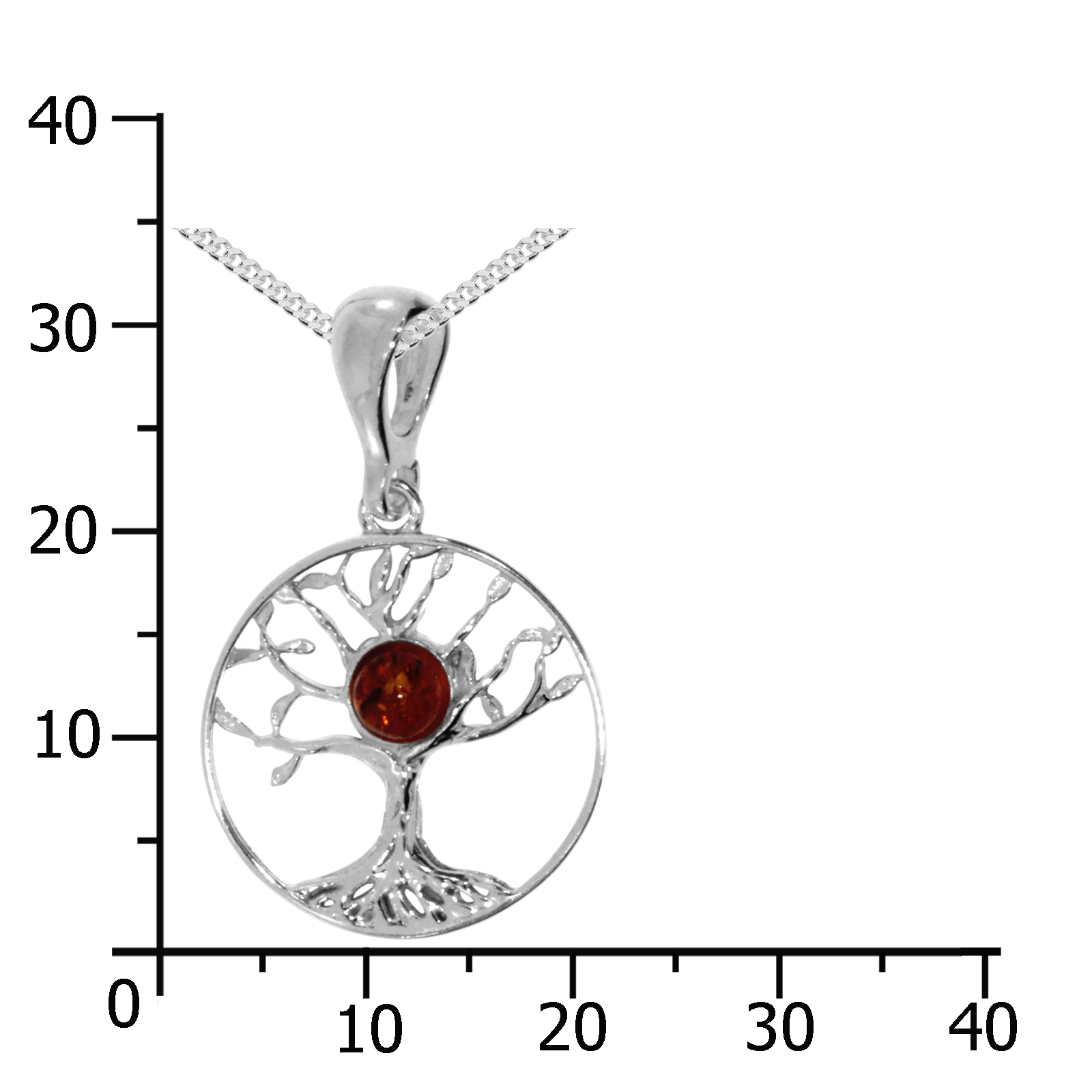 Kette mit Anhänger Silber 925/000, 42, 45 oder 50 cm, Bernstein Kette mit Anhänger Silber 925/000, 42, 45 oder 50 cm, Bernstein