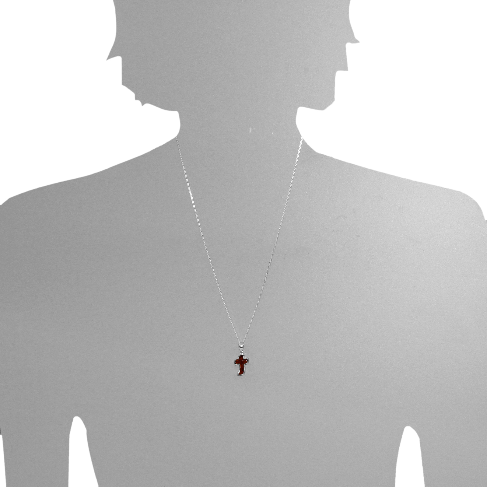 Anhänger "Kreuz", Silber 925/000, Bernstein Anhänger "Kreuz", Silber 925/000, Bernstein