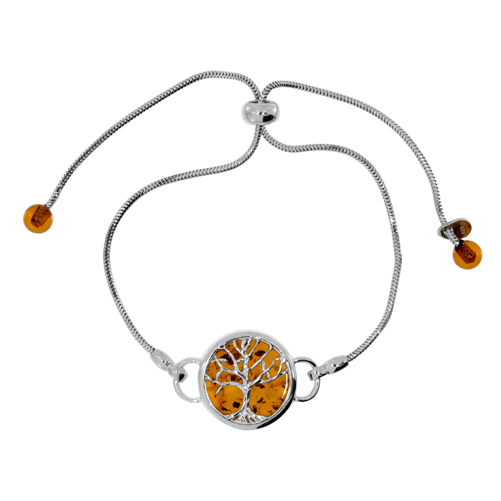 Armband "Lebensbaum", Silber 925/000, Bernstein 