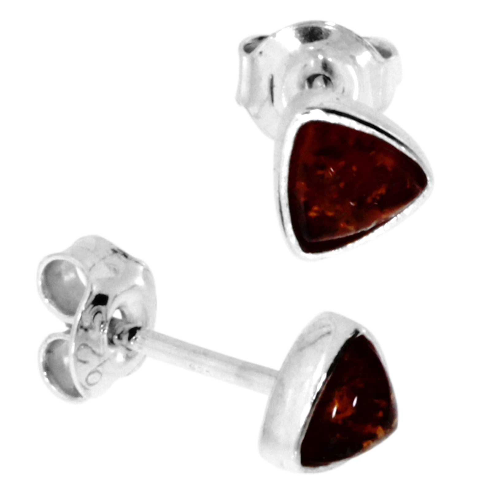 Ohrstecker 4 x 4 x 4 mm, gefasst, Silber 925/000, Bernstein 