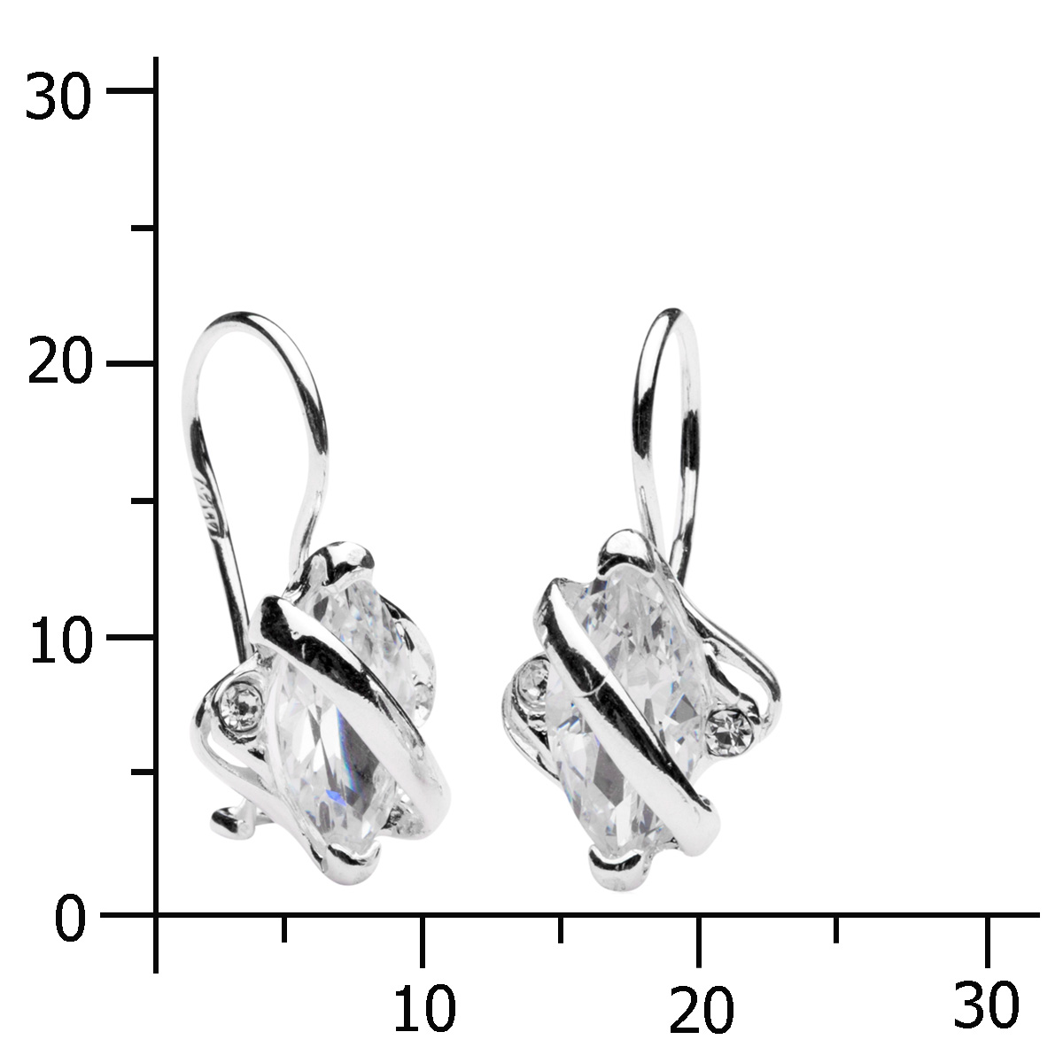 Ohrhänger Silber 925/000, Zirkonia, weiß