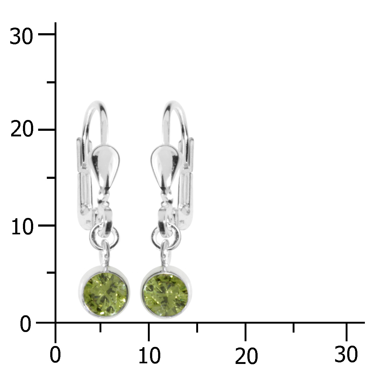 Ohrhänger Silber 925/000, Zirkonia-limette, 5 mm