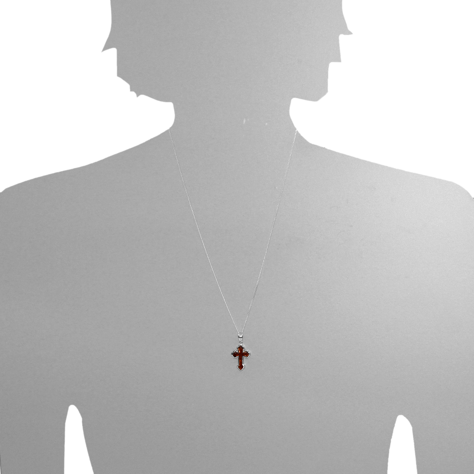 Anhänger "Kreuz", Silber 925/000, Bernstein Anhänger "Kreuz", Silber 925/000, Bernstein