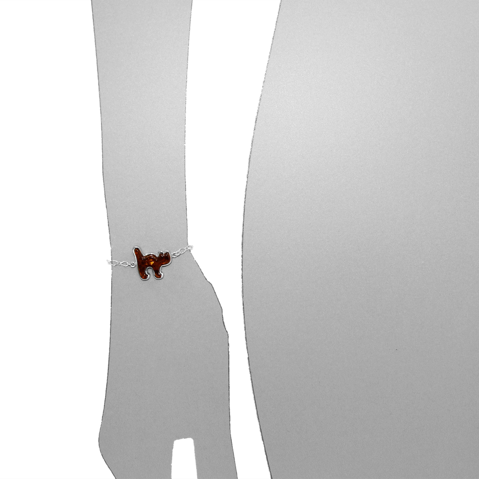 Armband "Katze", Silber 925/000, Bernstein  