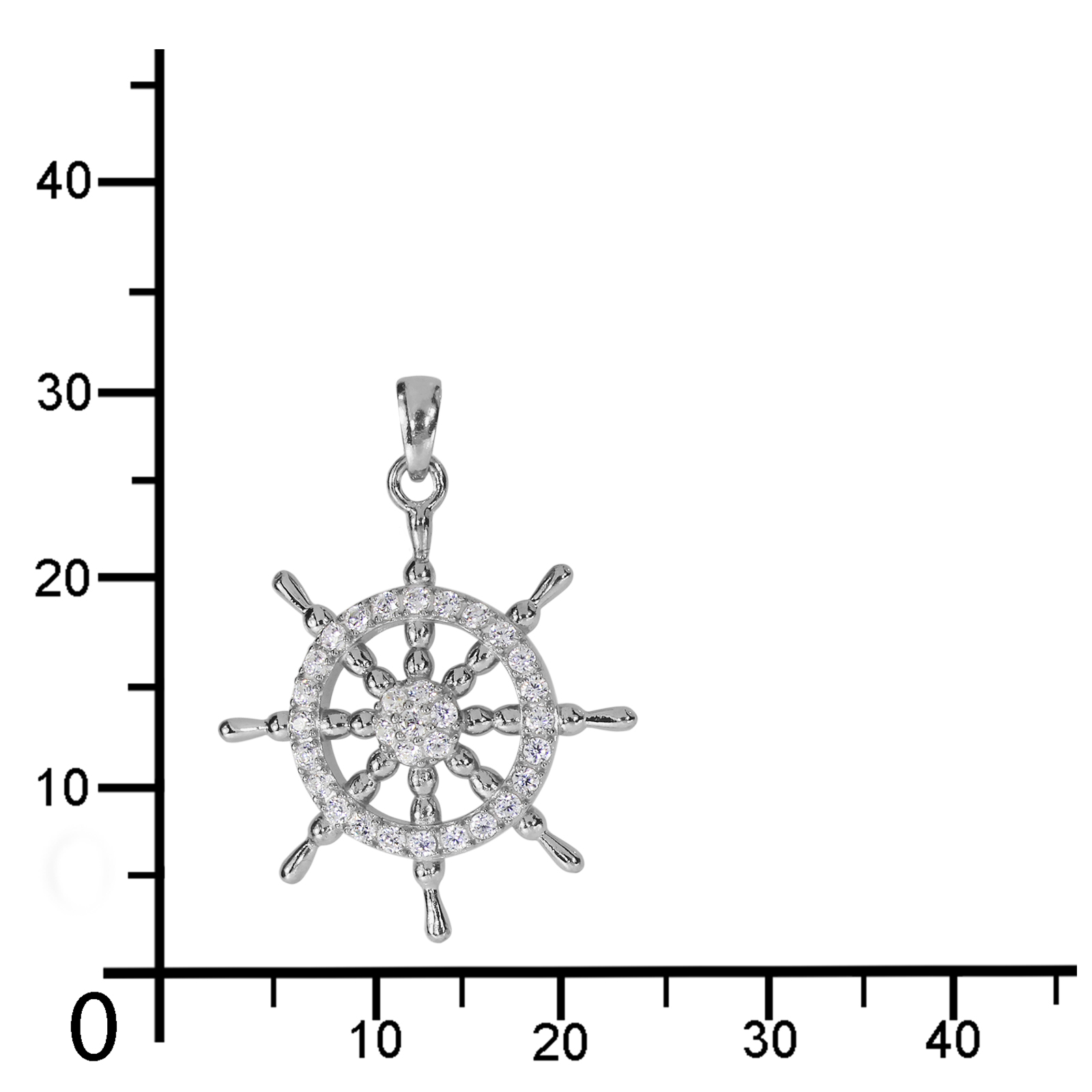 Anhänger "Steuerrad", Silber 925/000, Zirkonia