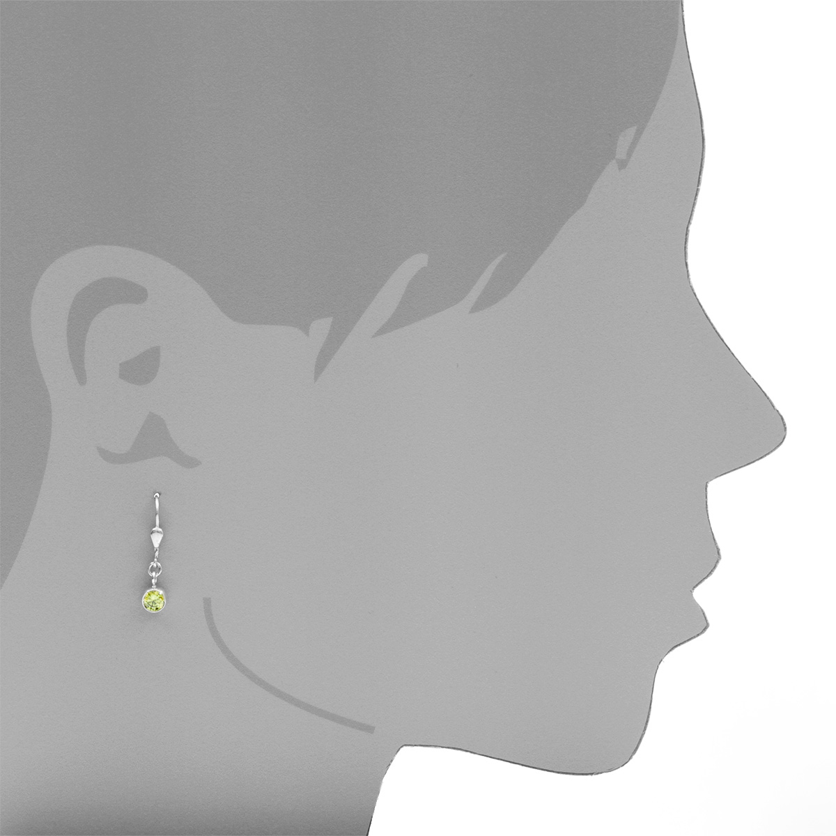 Ohrhänger Silber 925/000, Zirkonia-limette, 5 mm