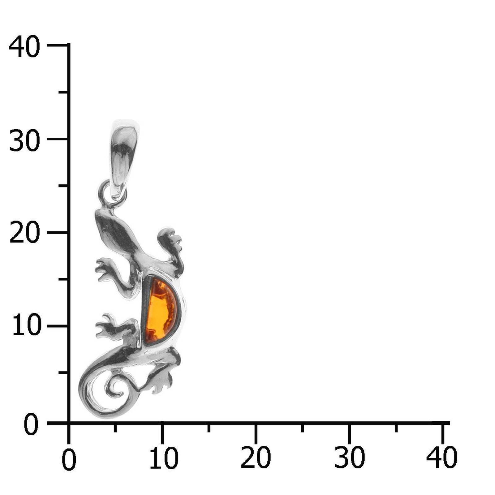 Anhänger Silber 925/000, Salamander, Bernstein