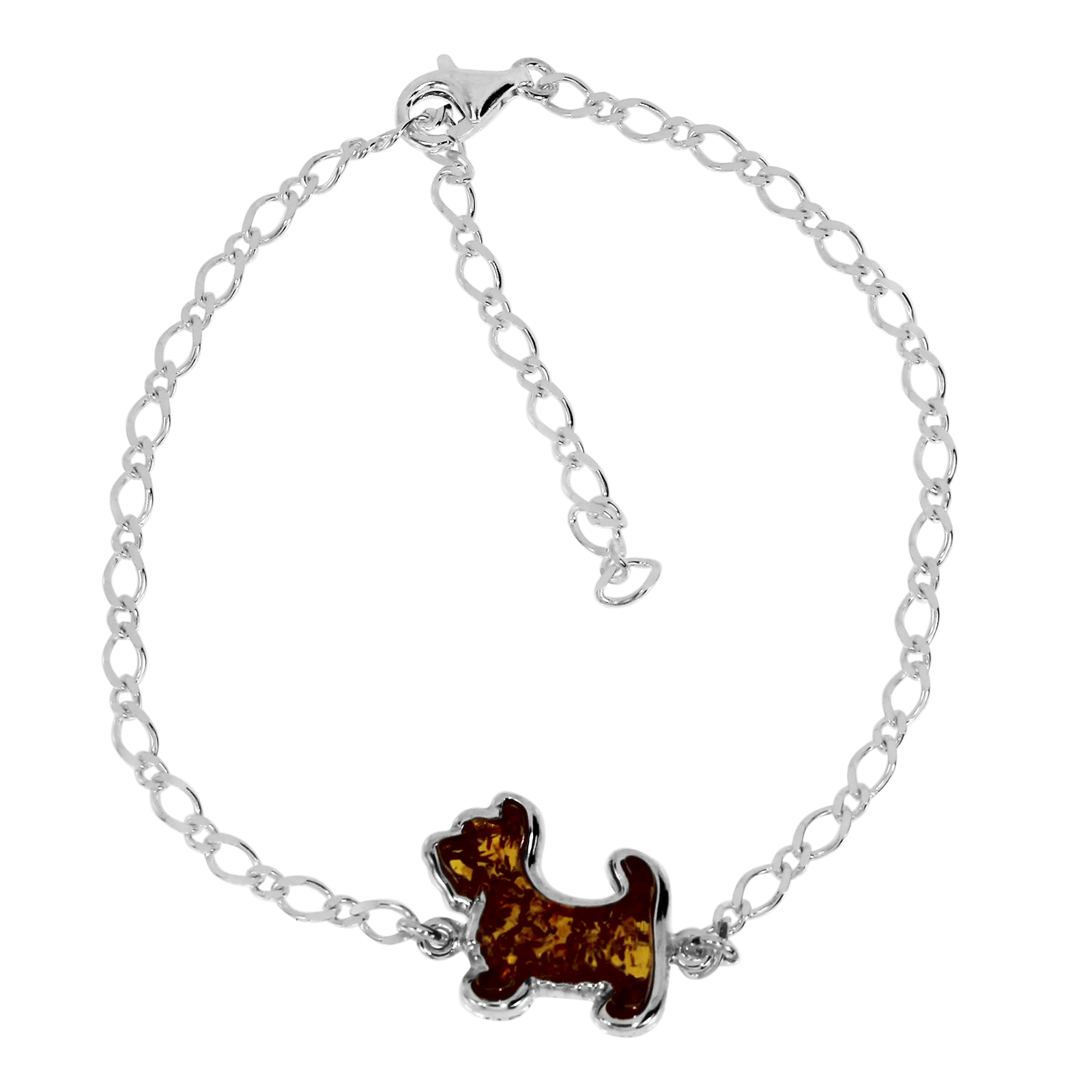 Armband "Hund", Silber 925/000, Bernstein