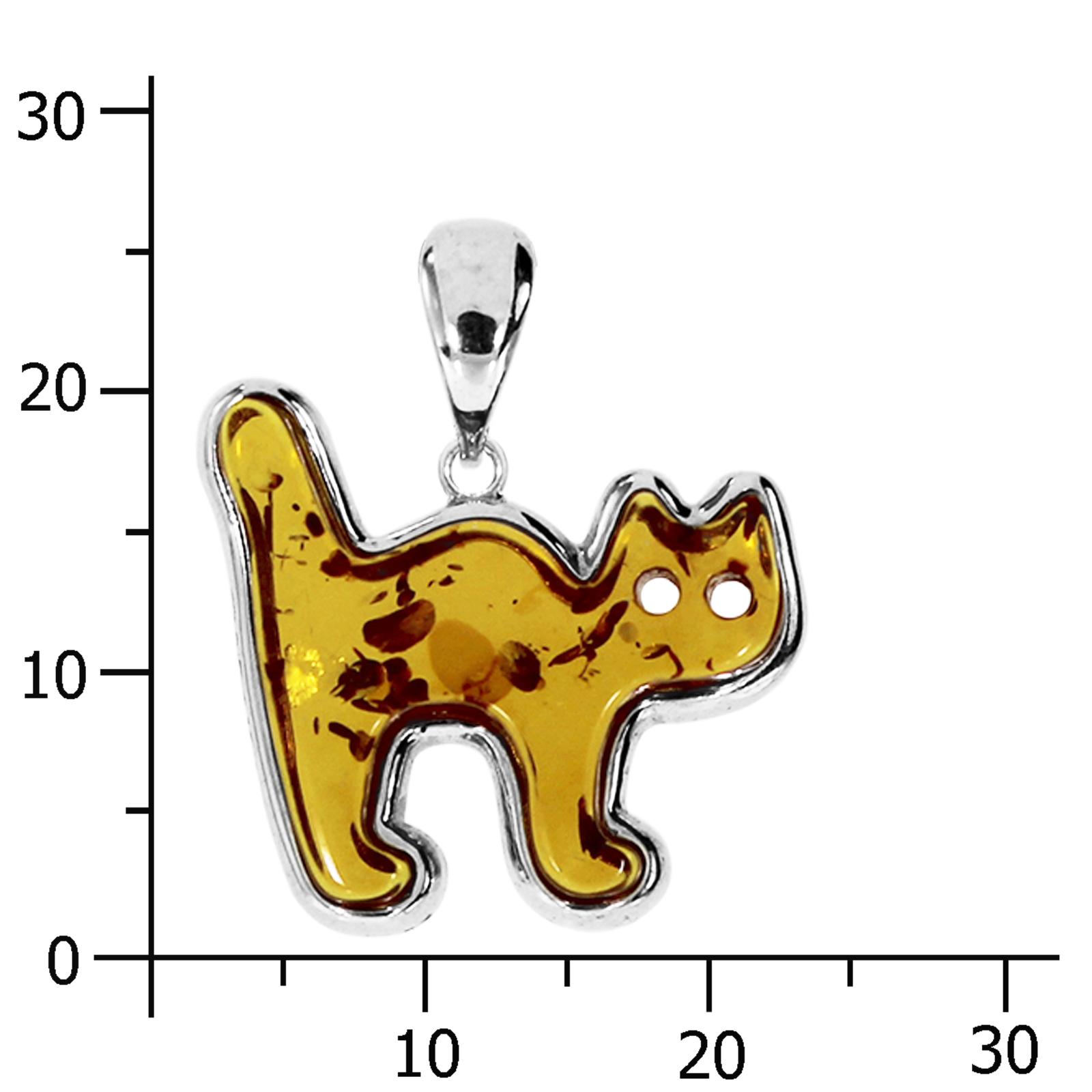 Anhänger "Katze", Silber 925/000,  Bernstein