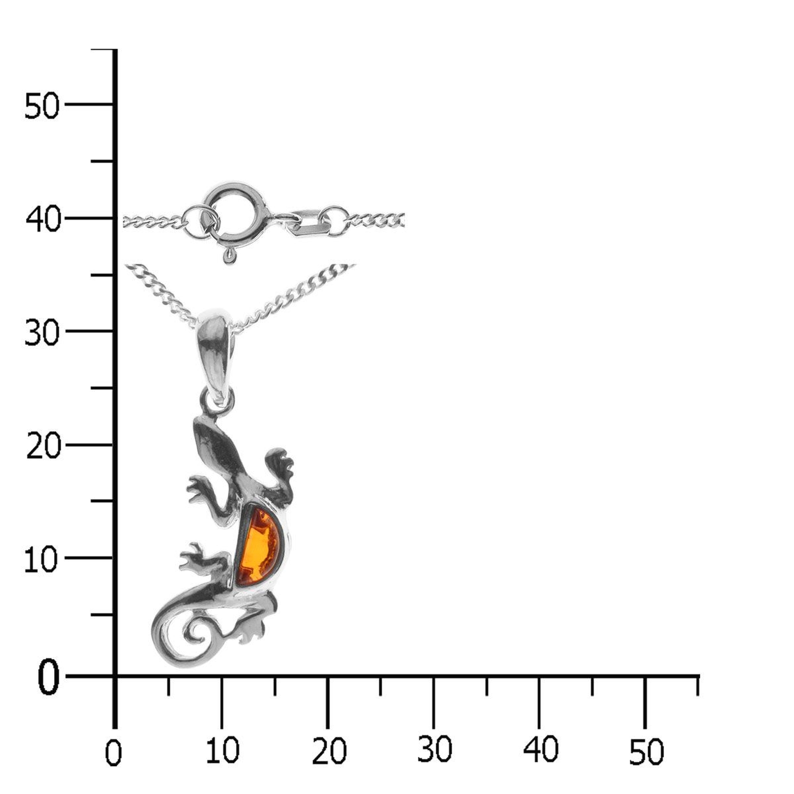 Kette mit Anhänger Salamander, Silber 925/000, Bernstein, -Länge wählbar-