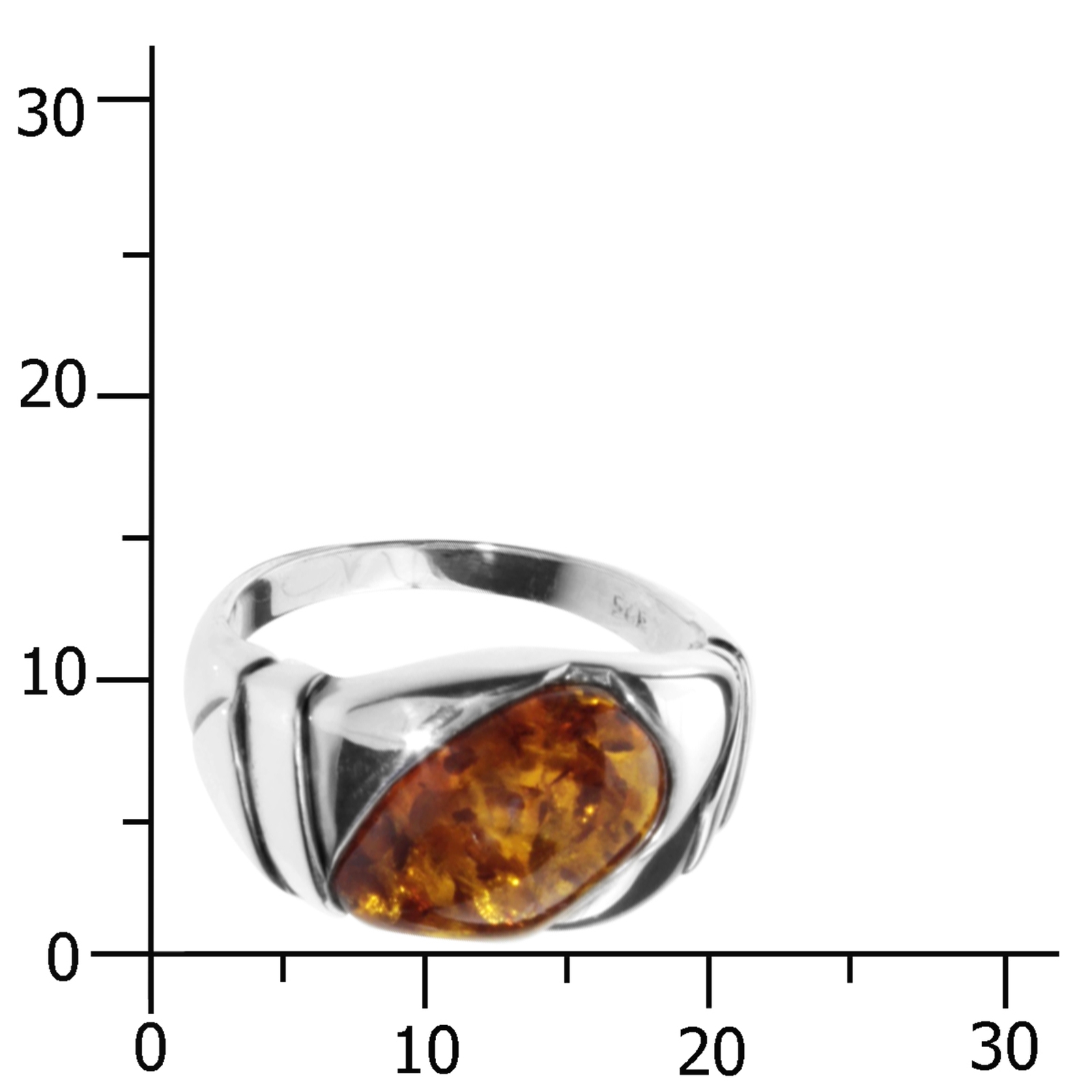 Ring Silber 925/000, Bernstein -Größe wählbar-