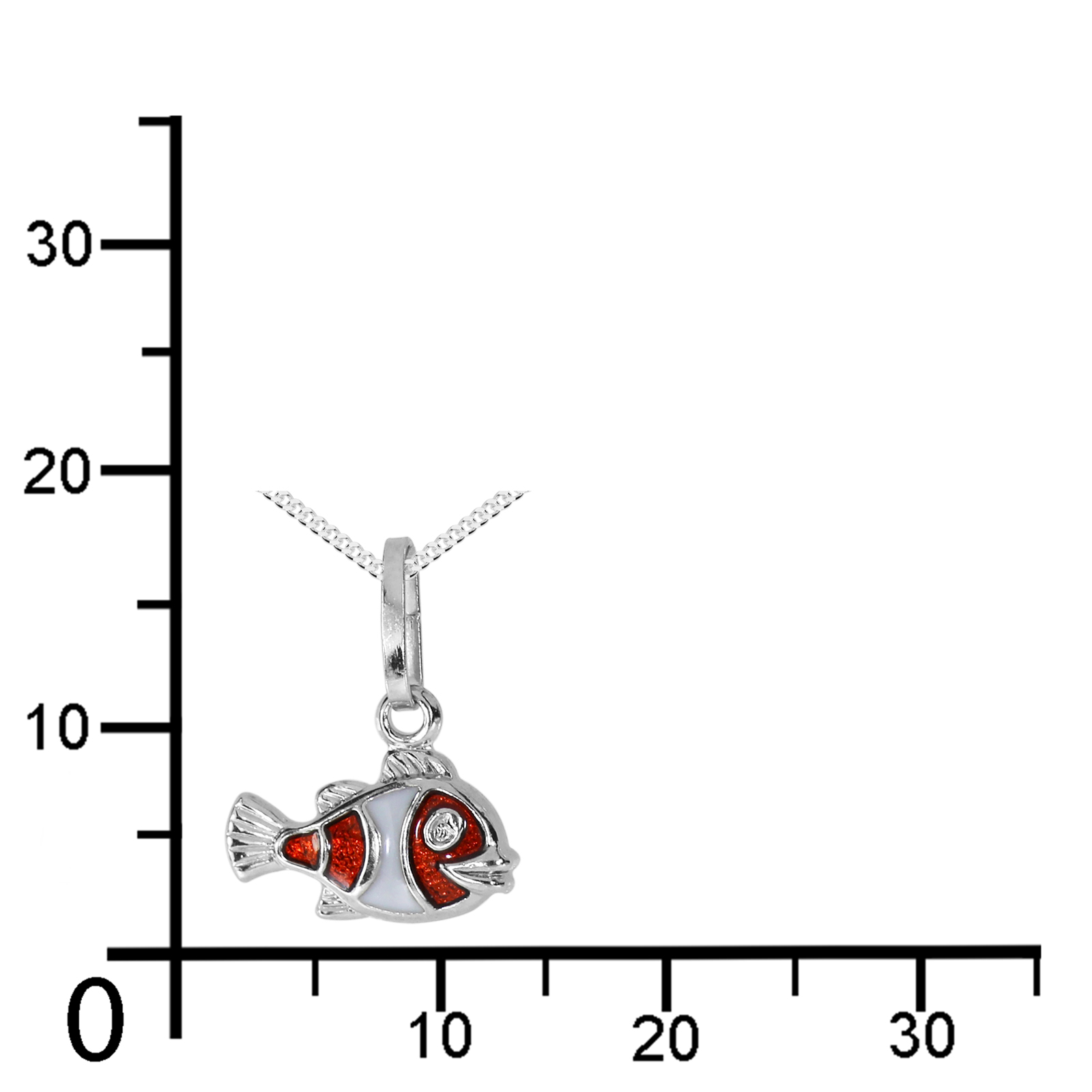 Kette mit Anhänger "Fisch", Silber 925/000,  Glasstein -Länge wählbar-     