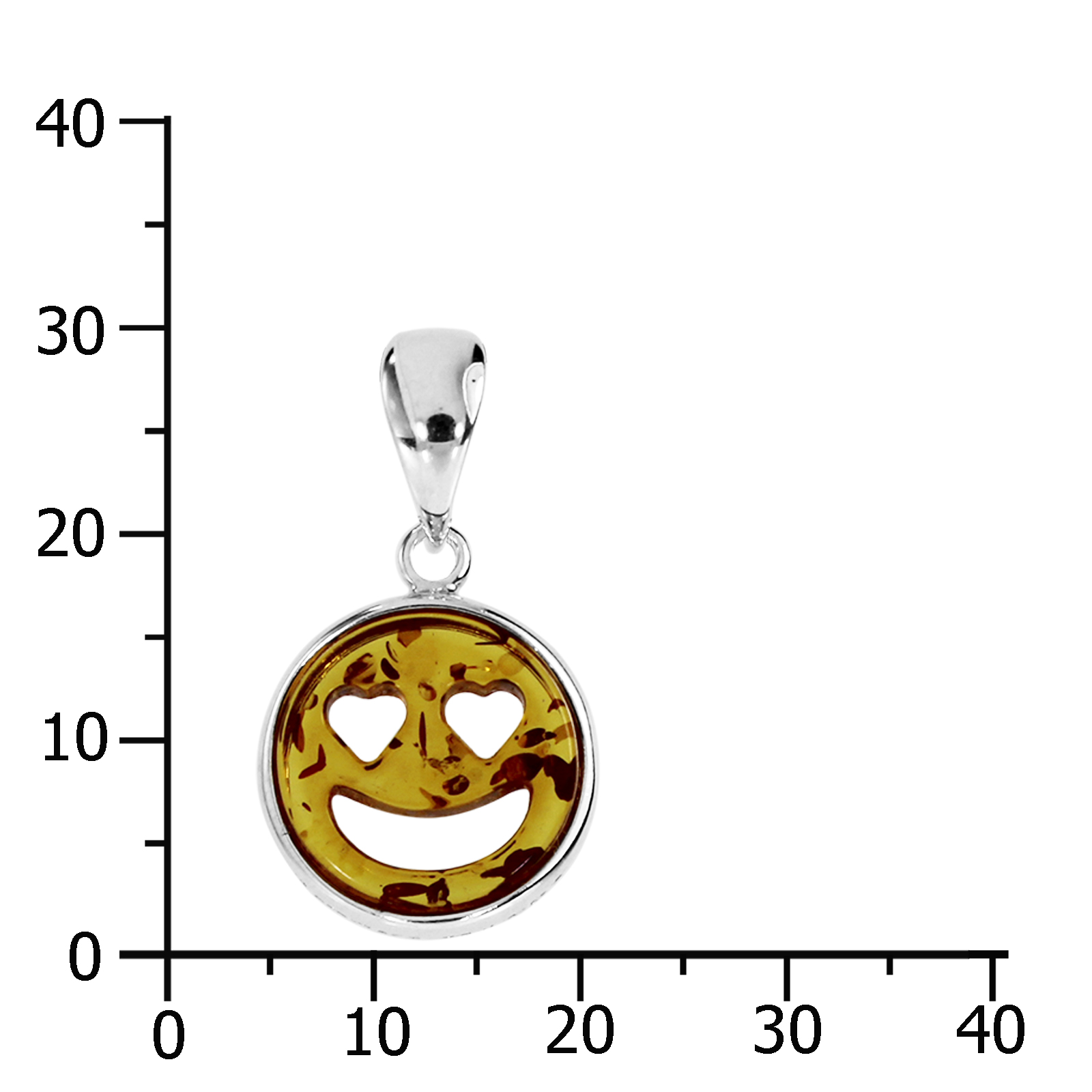 Anhänger "Smiley", Silber 925/000,  Bernstein
