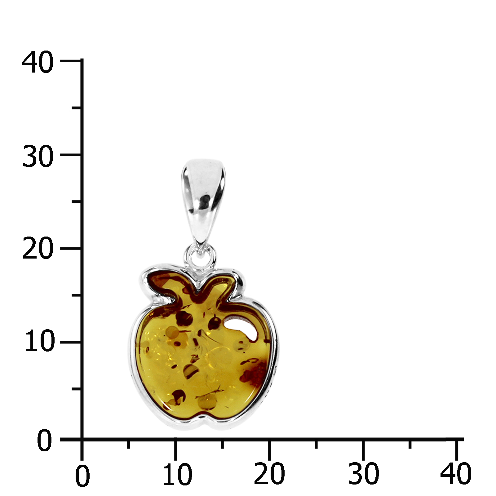 Anhänger "Apfel", Silber 925/000, Bernstein Anhänger "Apfel", Silber 925/000, Bernstein