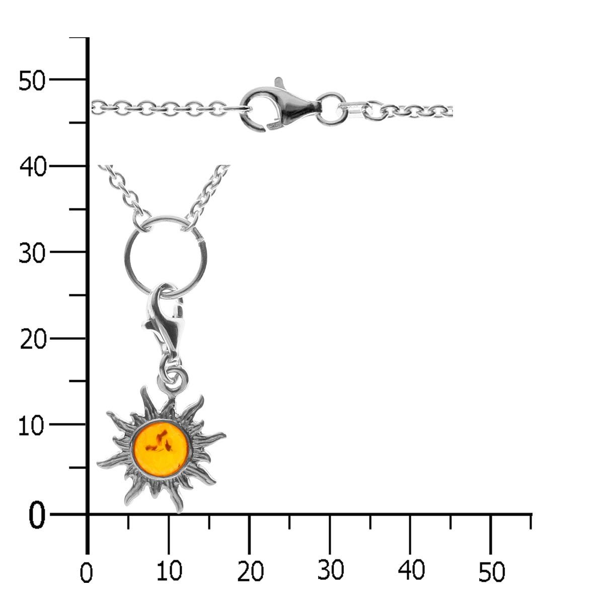 Charmskette mit Anhänger Sonne, 45 cm,  Silber 925/000