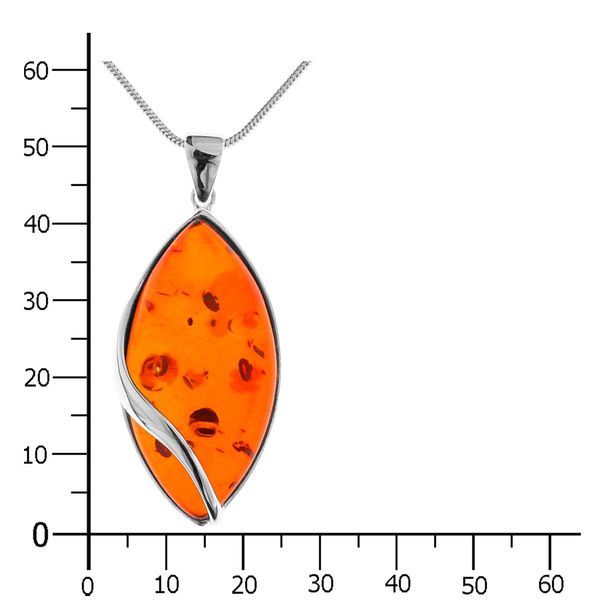 Kette mit Anhänger Silber 925/000, 50 cm, Bernstein