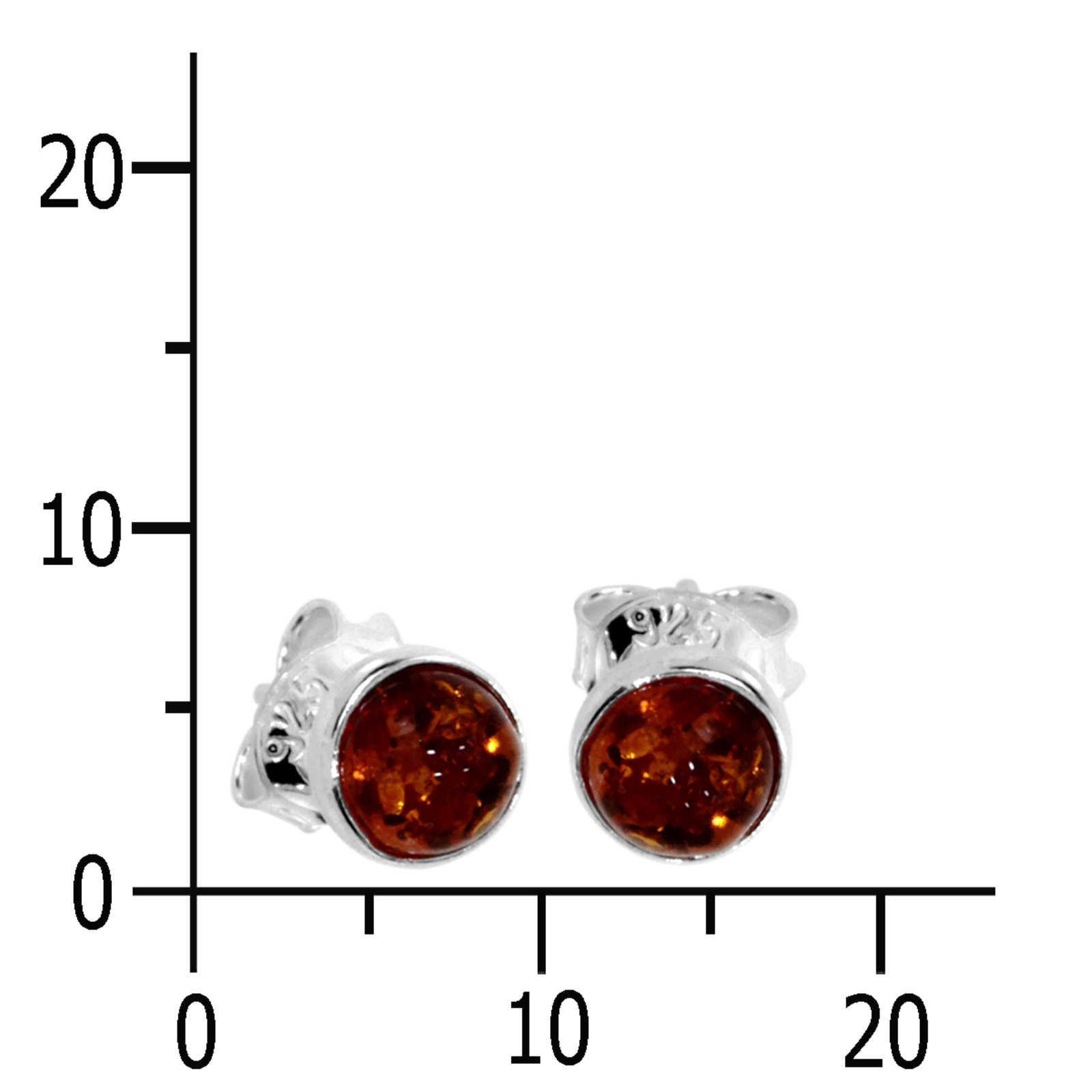 Ohrstecker 5 mm, gefasst, Silber 925/000, Bernstein