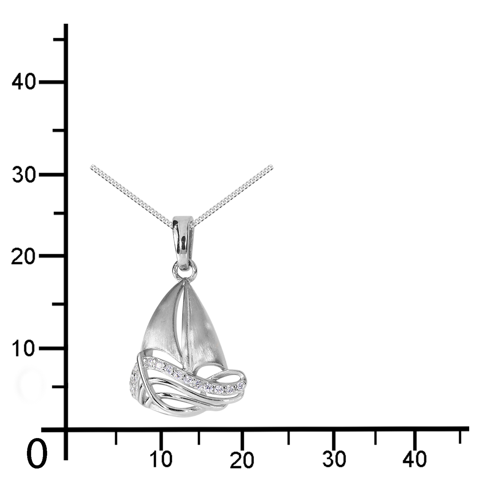 Kette mit Anhänger "Schiff", Silber 925/000,  Zirkonia  -Länge wählbar-