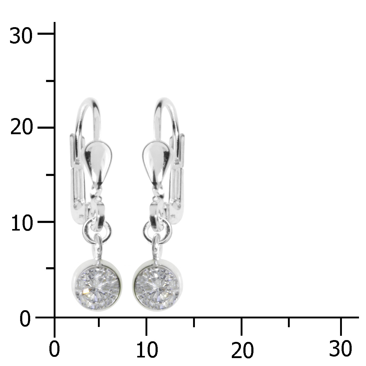 Ohrhänger Silber 925/000, Zirkonia, 5 mm