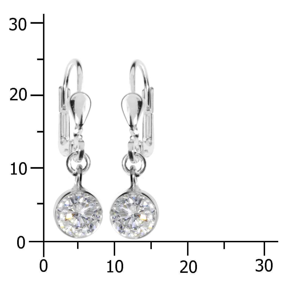Ohrhänger Silber 925/000, Zirkonia, 6 mm