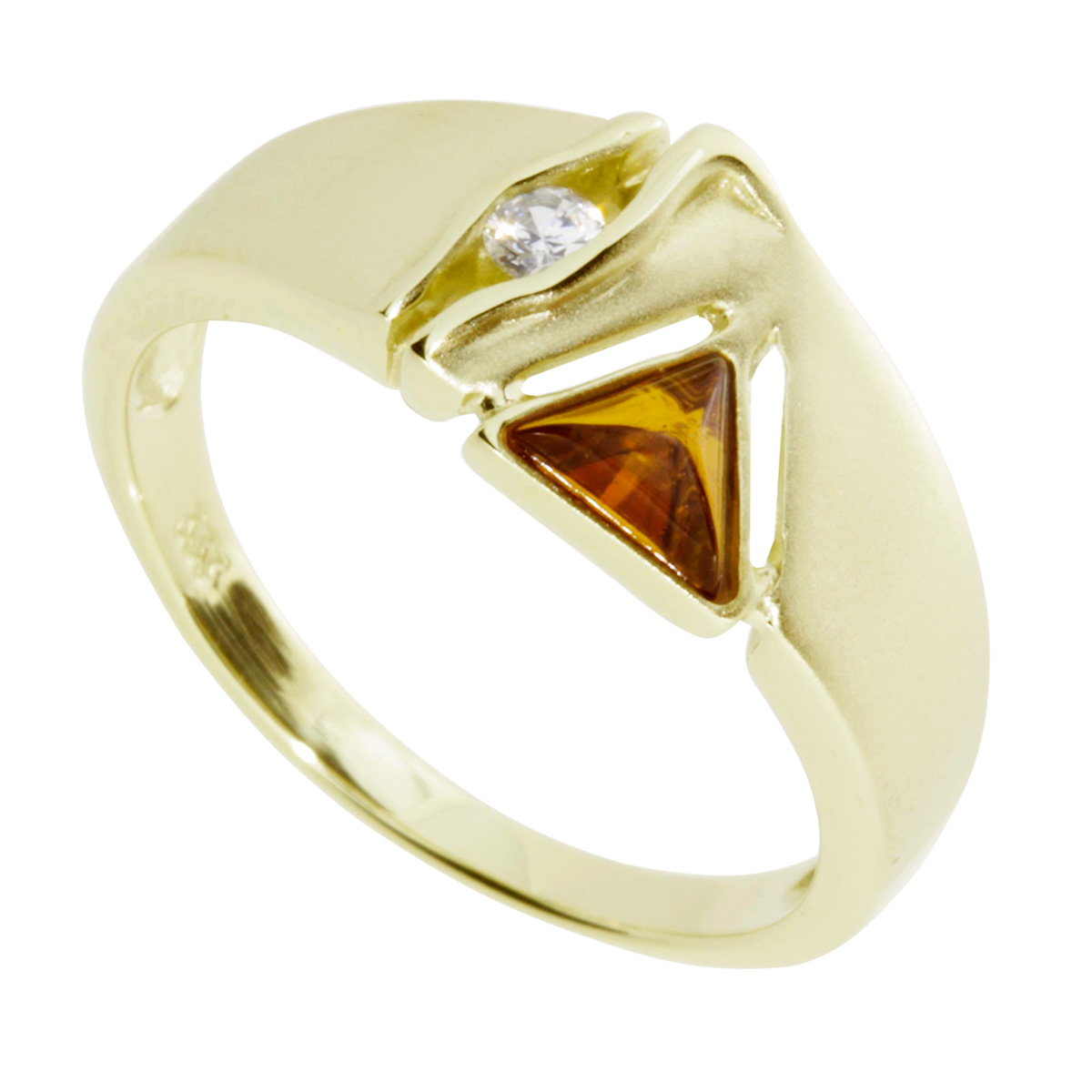 Ring Gold 333/000, Bernstein/Zirkonia -Größe wählbar-