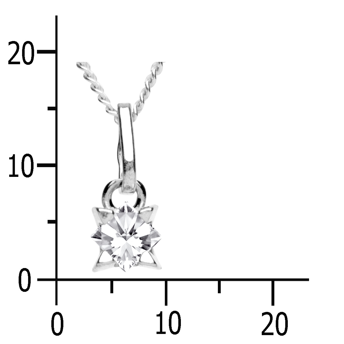 Kette mit Anhänger Silber 925/000, Zirkonia, weiß, 42 cm