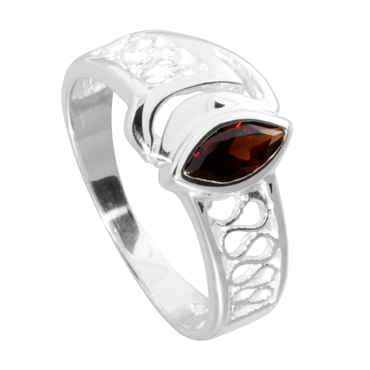 Ring Silber 925/000, Granat -Größe wählbar-