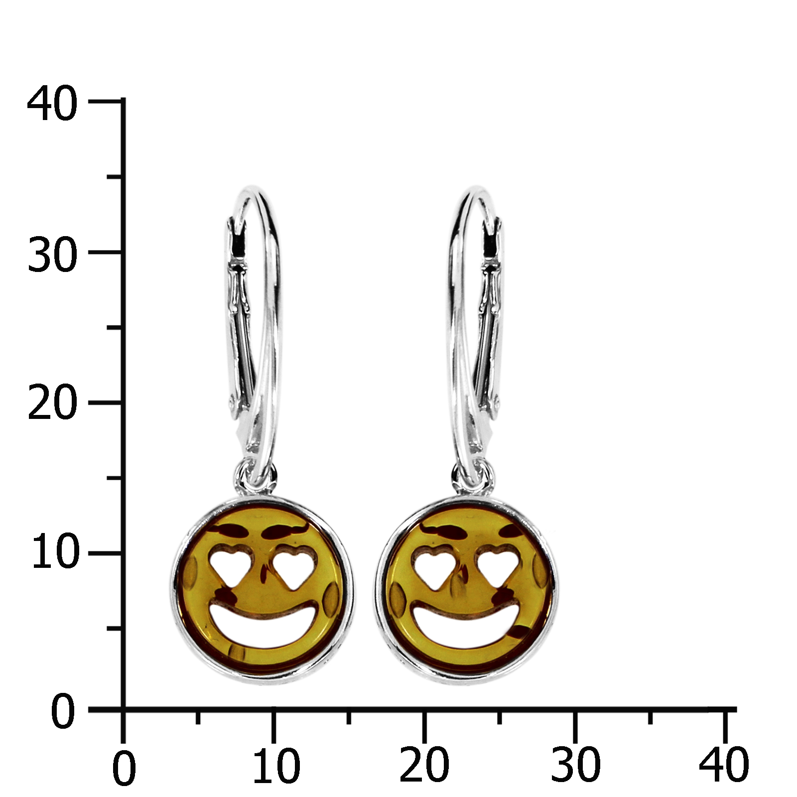 Ohrhänger "Smiley", Silber 925/000, Bernstein Ohrhänger "Smiley", Silber 925/000, Bernstein