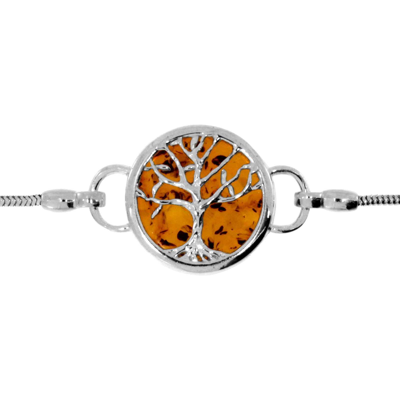 Armband "Lebensbaum", Silber 925/000, Bernstein 