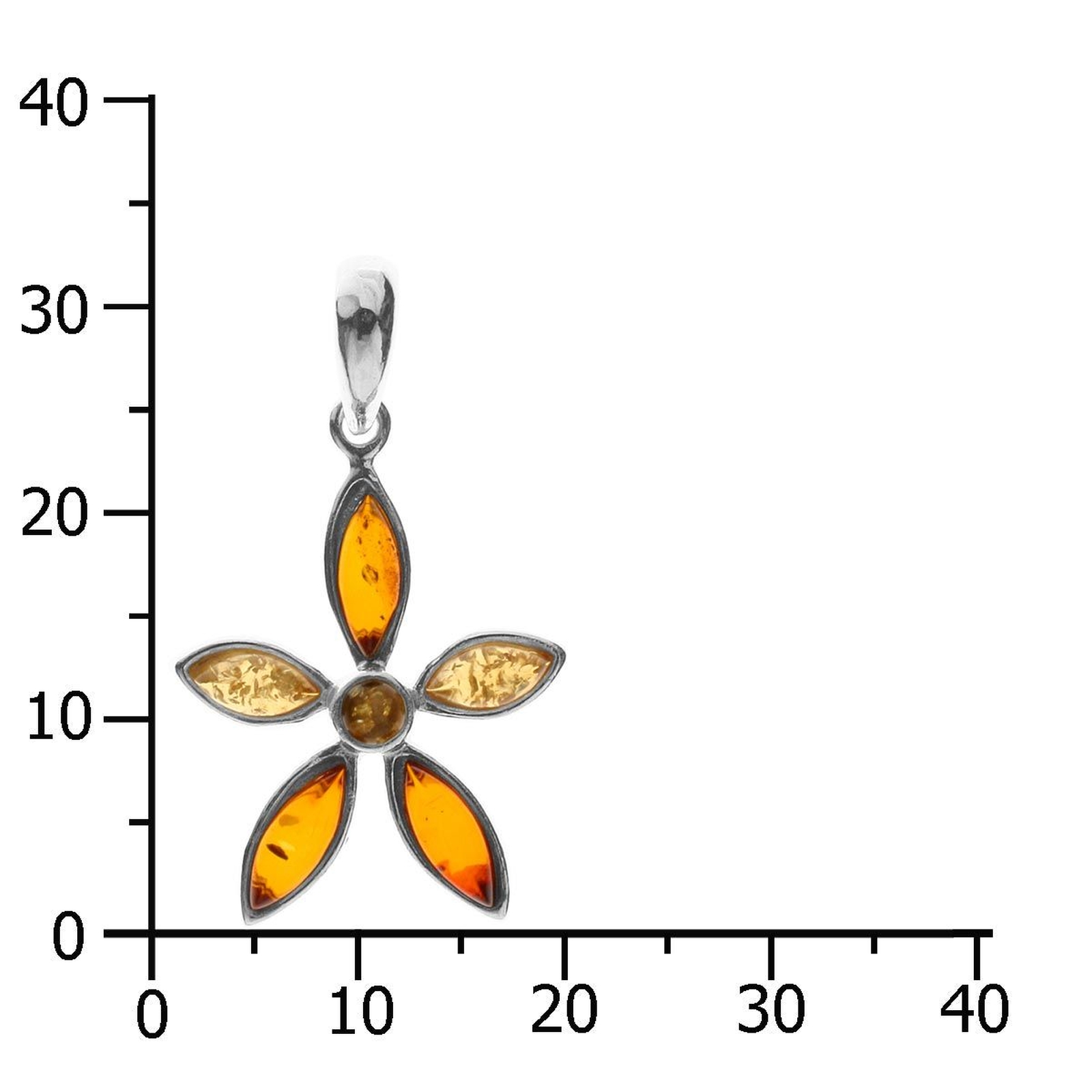 Anhänger Silber 925/000, Blüte-bunt, Bernstein