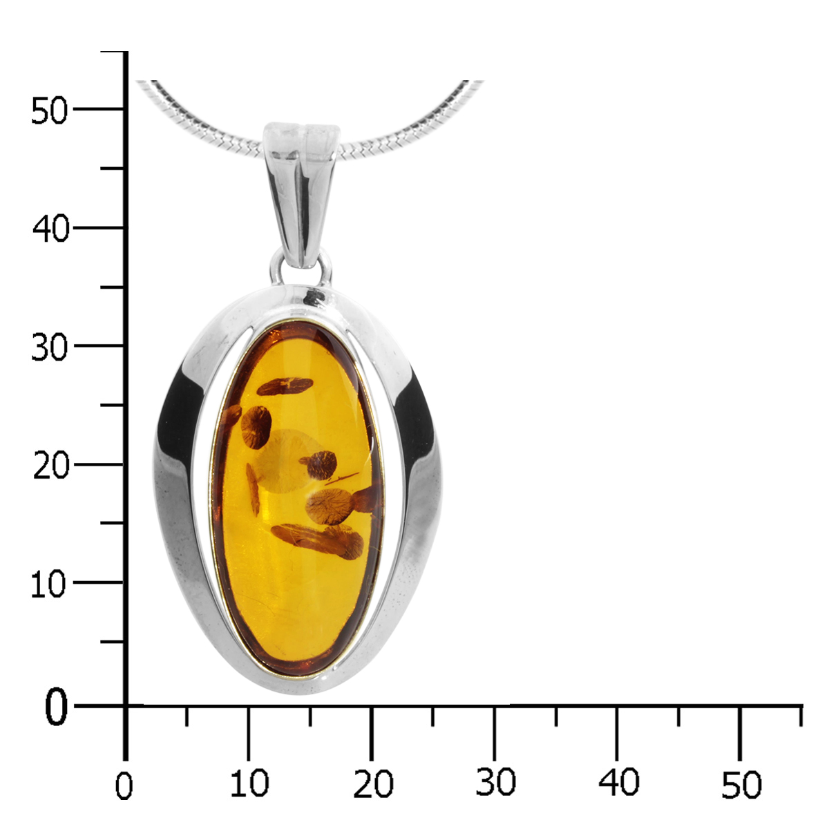 Kette mit Anhänger, Silber 925/000, Bernstein -Länge wählbar-