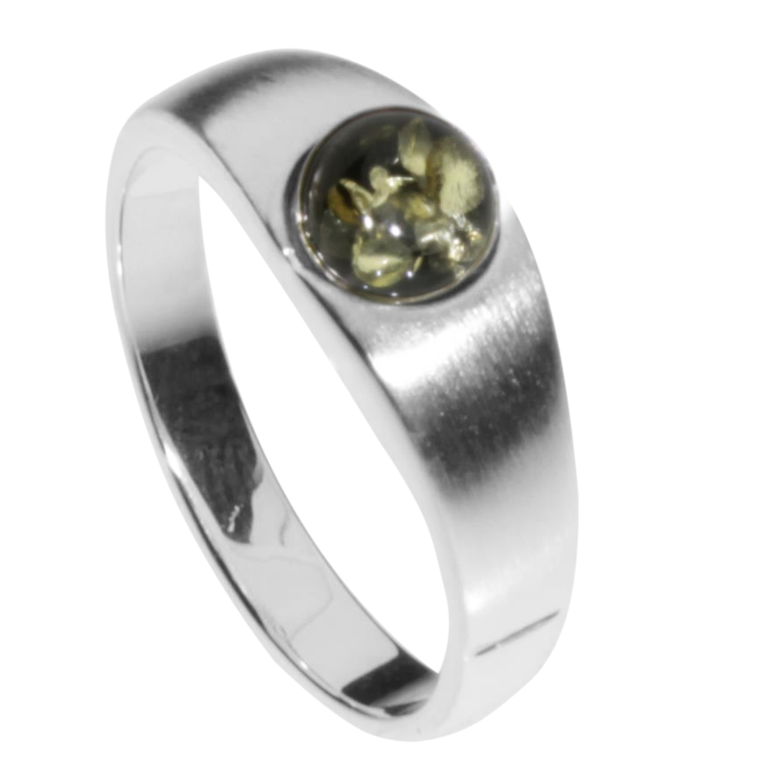 Ring Silber 925/000, Bernstein, grün -Größe wählbar-