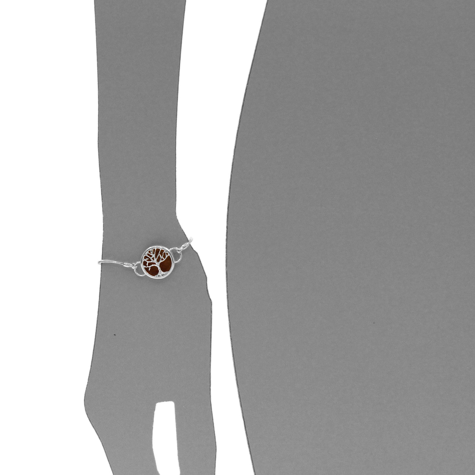 Armband "Lebensbaum", Silber 925/000, Bernstein 