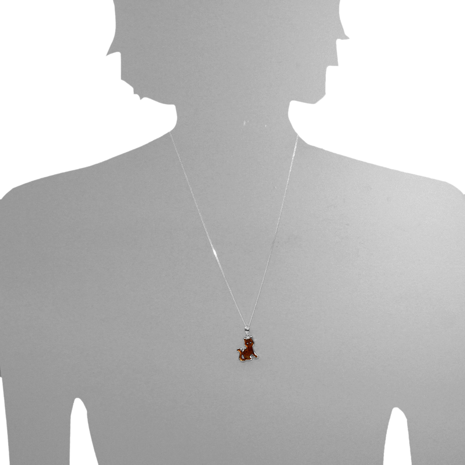 Anhänger "Katze", Silber 925/000, Bernstein Anhänger "Katze", Silber 925/000, Bernstein