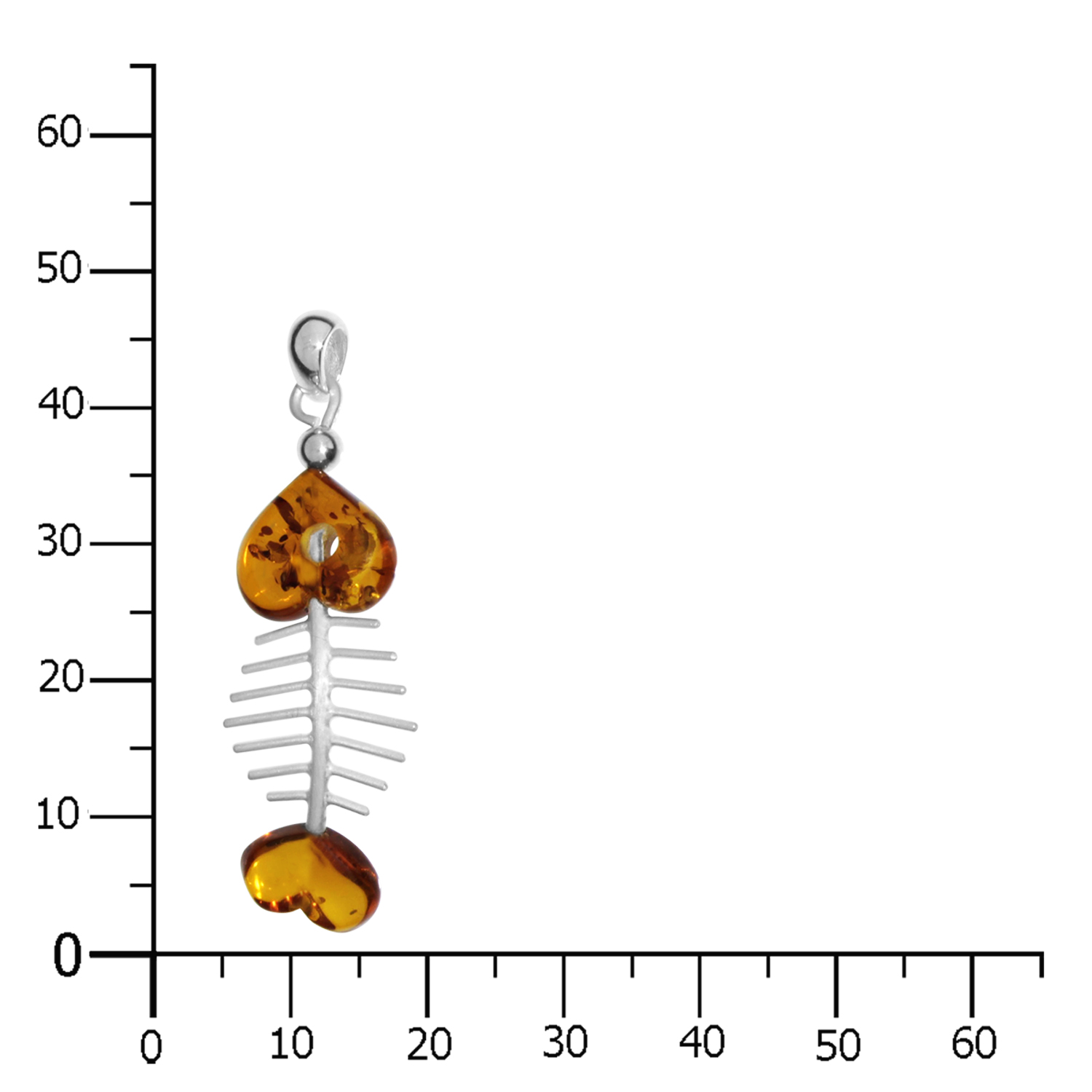 Anhänger Silber 925/000, Bernstein, Fisch klein