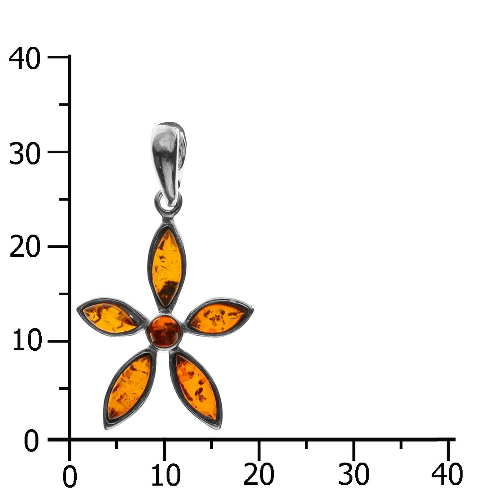 Anhänger Silber 925/000, Blüte-cognac, Bernstein