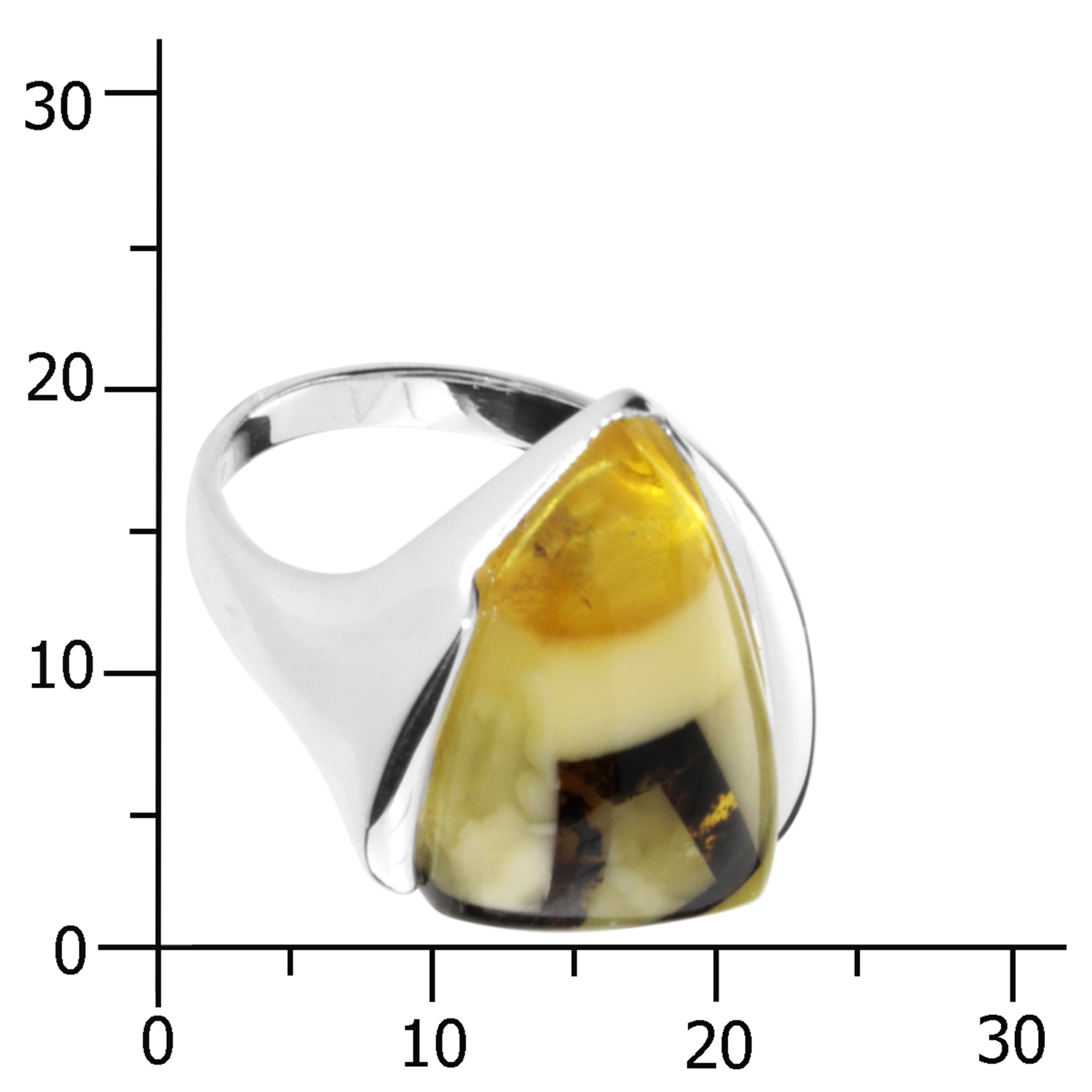 Ring Silber 925/000, Bernstein-Mosaik -Größe wählbar-