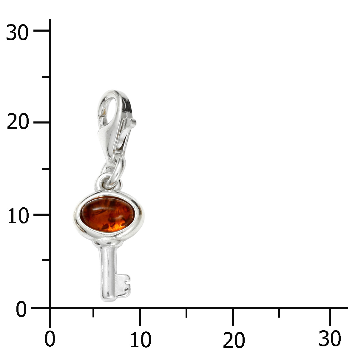 Charm Silber 925/000, Schlüssel, Bernstein