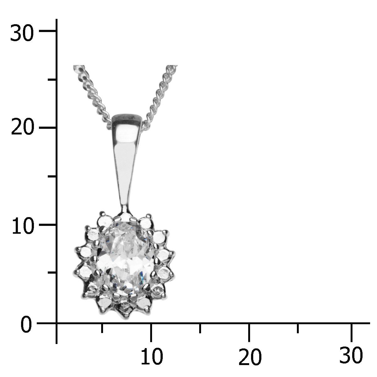 Kette mit Anhänger Silber 925/000, Zirkonia, weiß, 42 cm