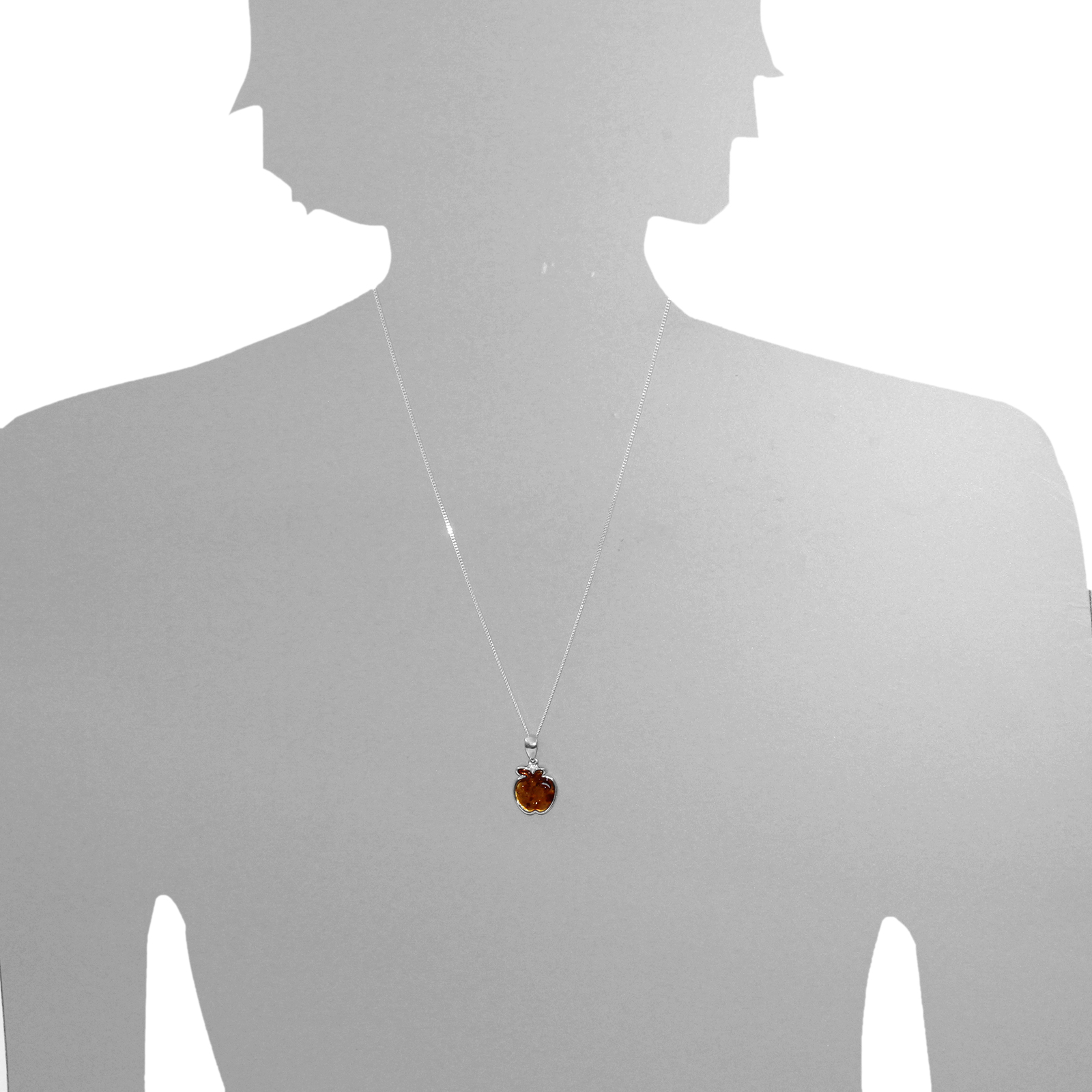 Anhänger "Apfel", Silber 925/000, Bernstein Anhänger "Apfel", Silber 925/000, Bernstein