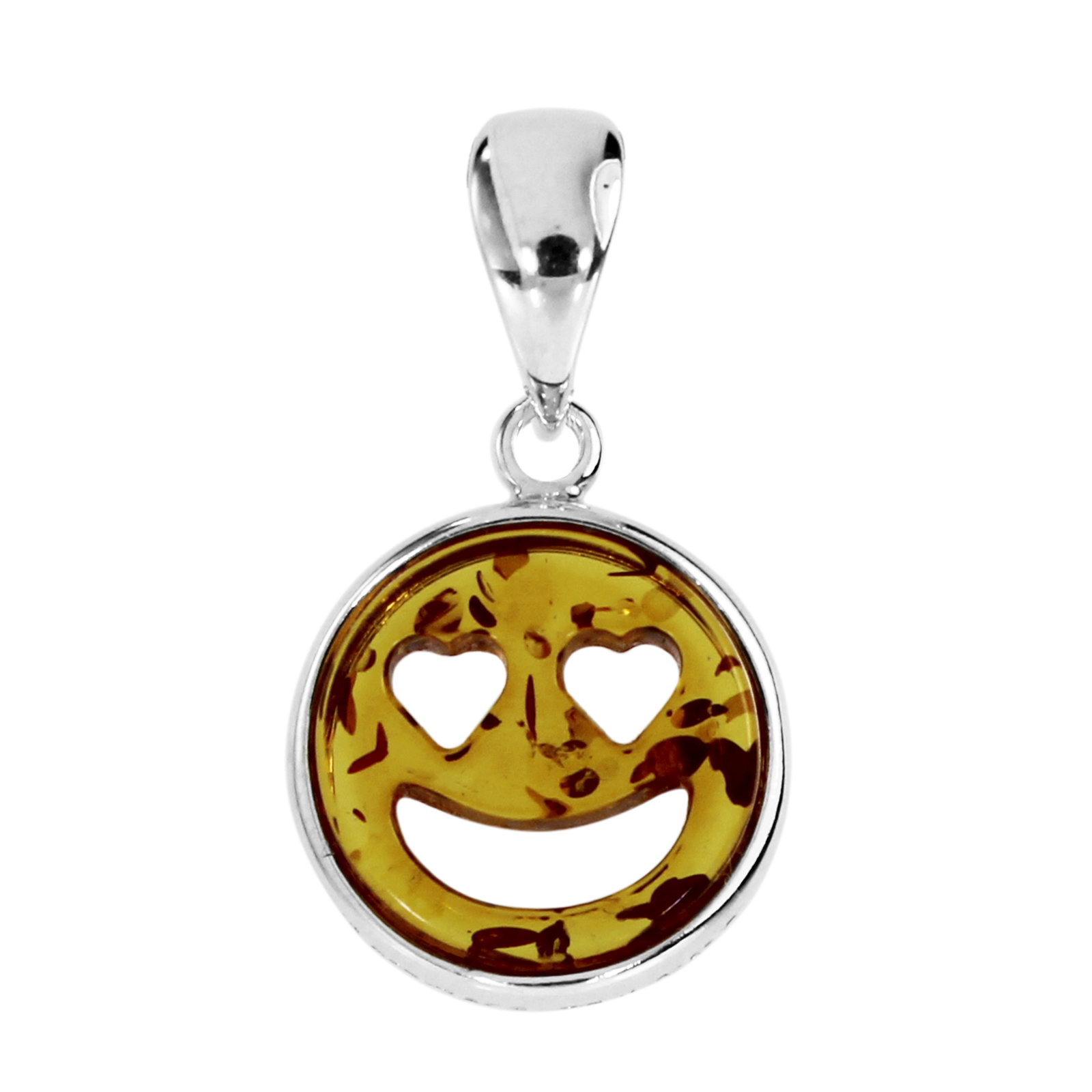 Anhänger "Smiley", Silber 925/000,  Bernstein