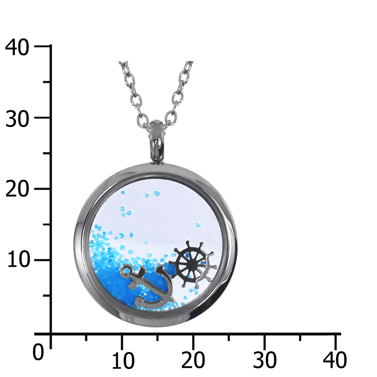 Kette mit Anhänger, 23 mm, Edelstahl, 41 - 46 cm verstellbar 