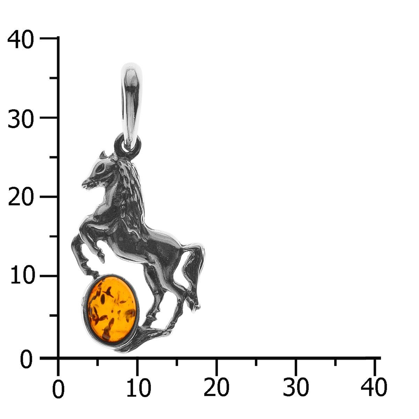 Anhänger Silber 925/000, Pferd, Bernstein