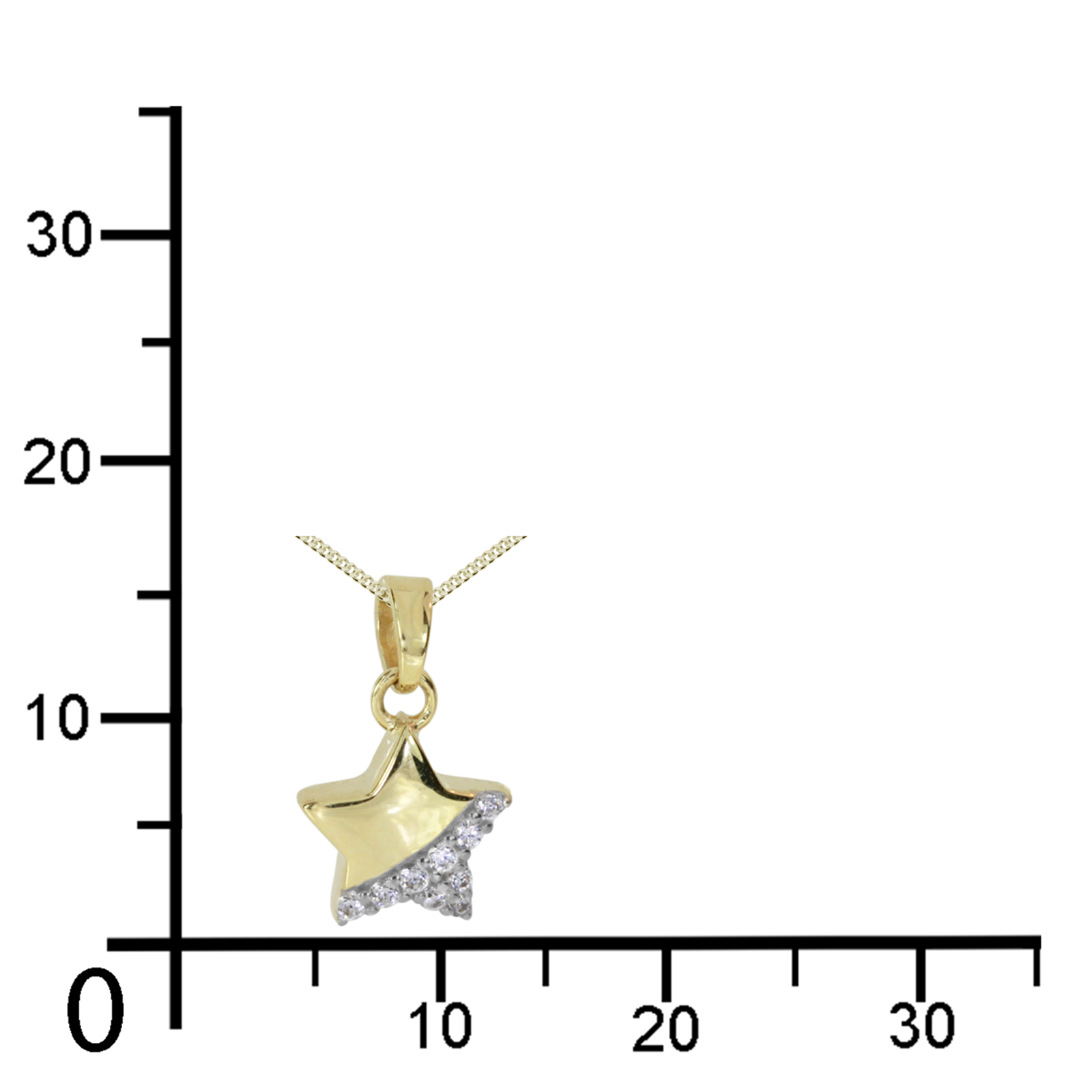 Kette mit Anhänger Stern Gold 333/000,  42 oder 45 cm, Zirkonia