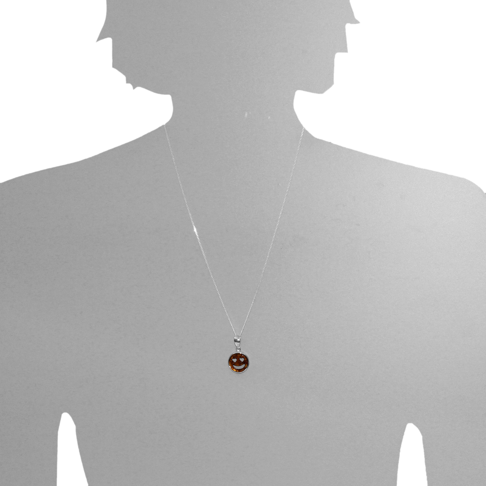 Anhänger "Smiley", Silber 925/000,  Bernstein