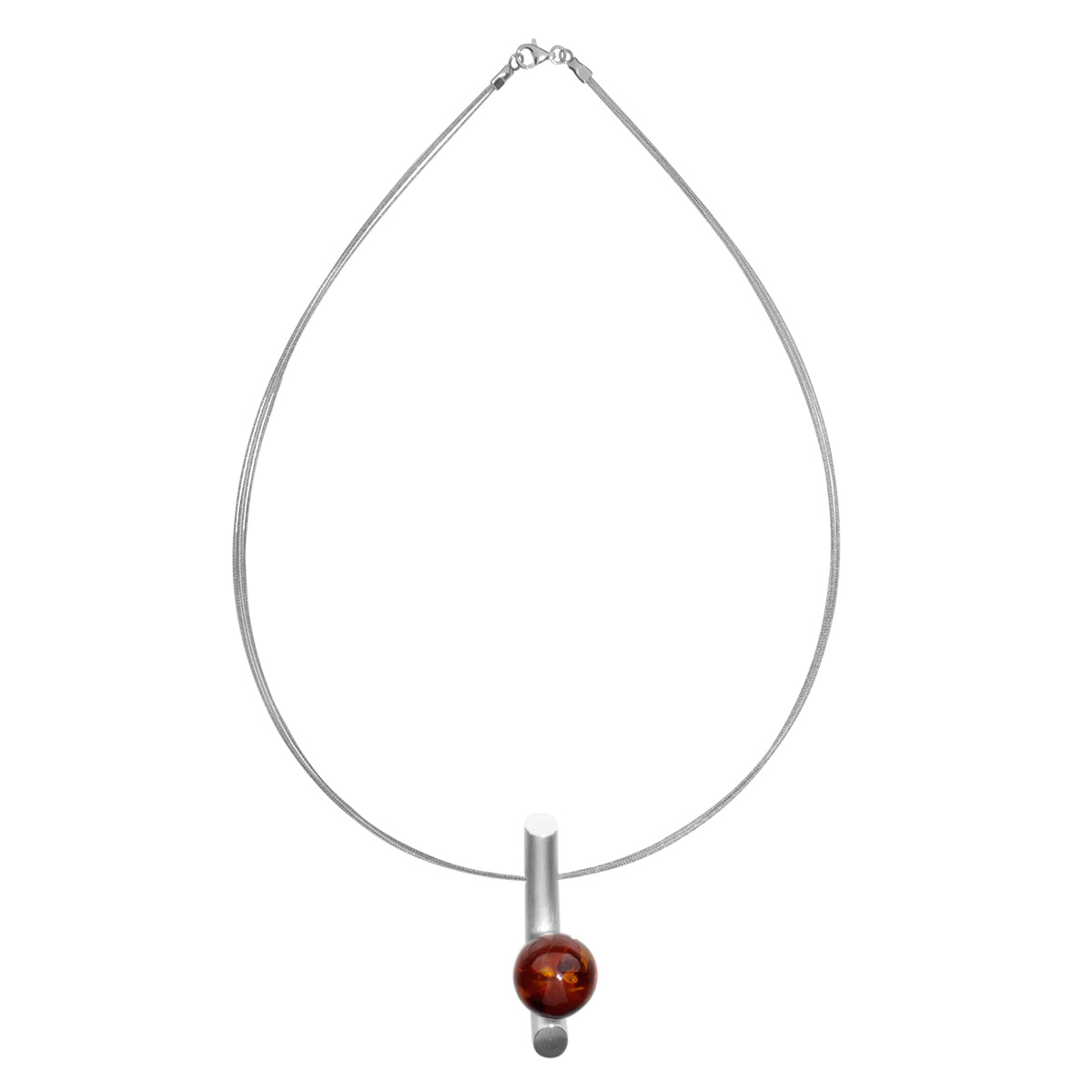 Edelstahlcollier 5-er/42 oder 45 cm, Silber 925/000, Bernstein