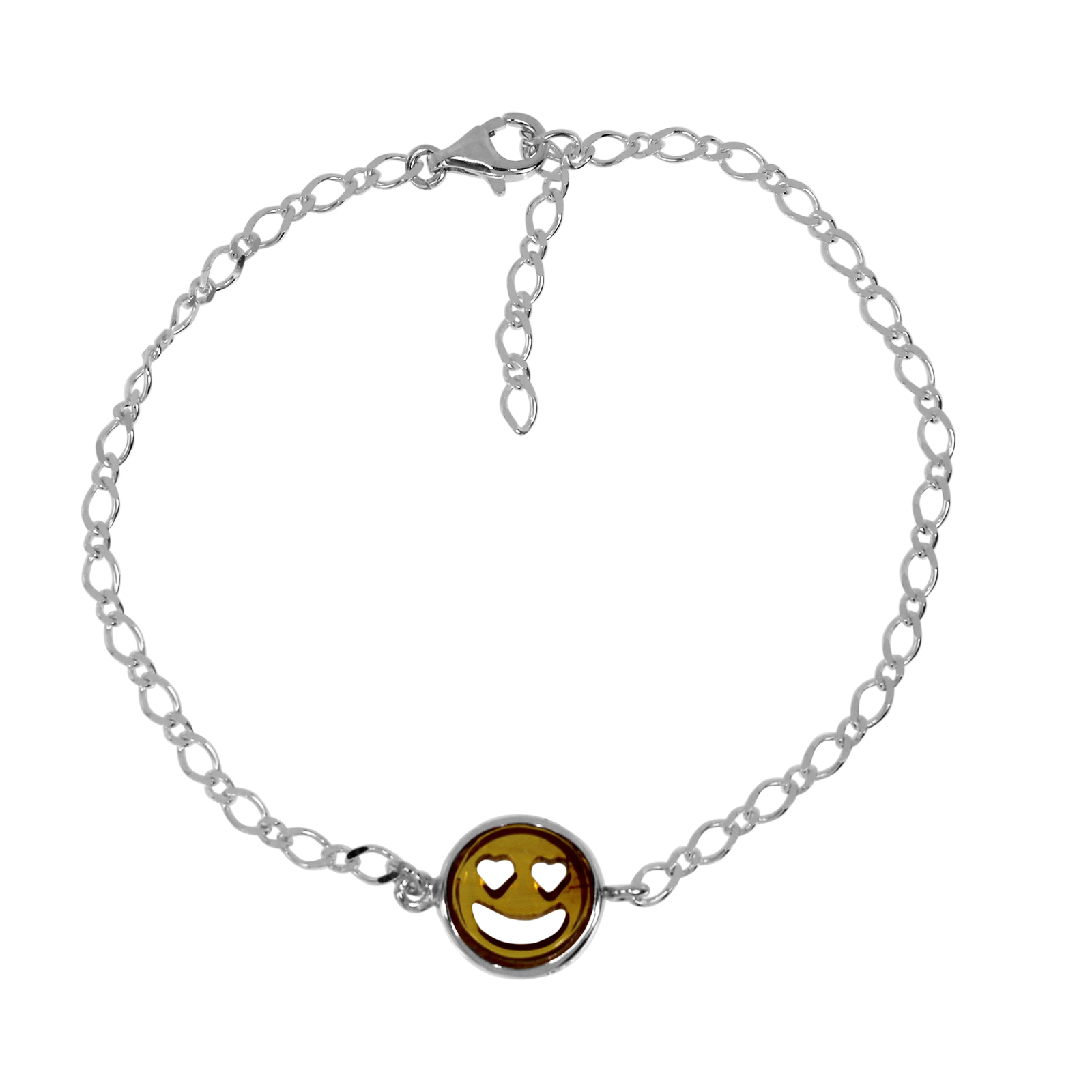 Armband "Smiley", Silber 925/000, Bernstein 
